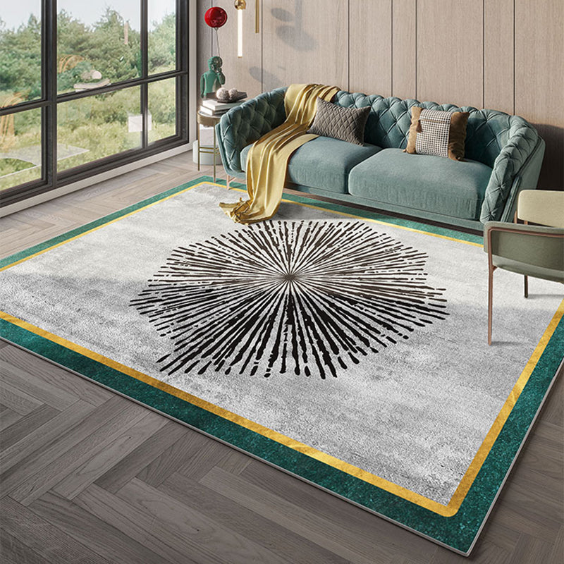 Green Modern Area Carpet Polyester Color Block Rug Stain Resistant Area Rug for Home Decor