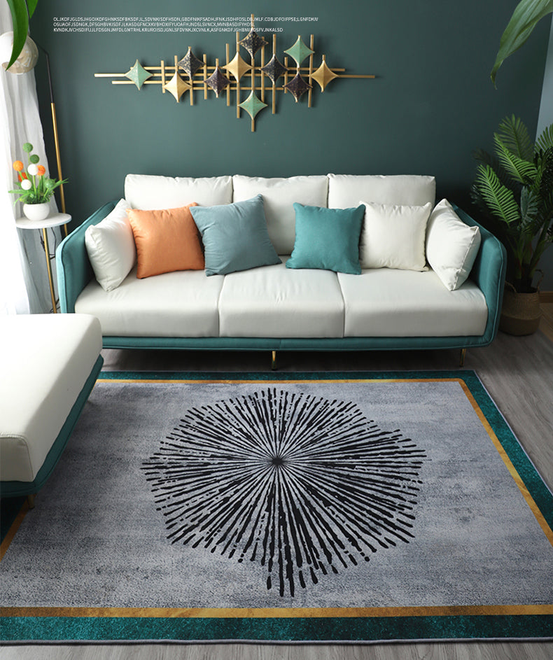 Tapis moderne vert en Polyester, bloc de couleur, résistant aux taches, pour la décoration de la maison