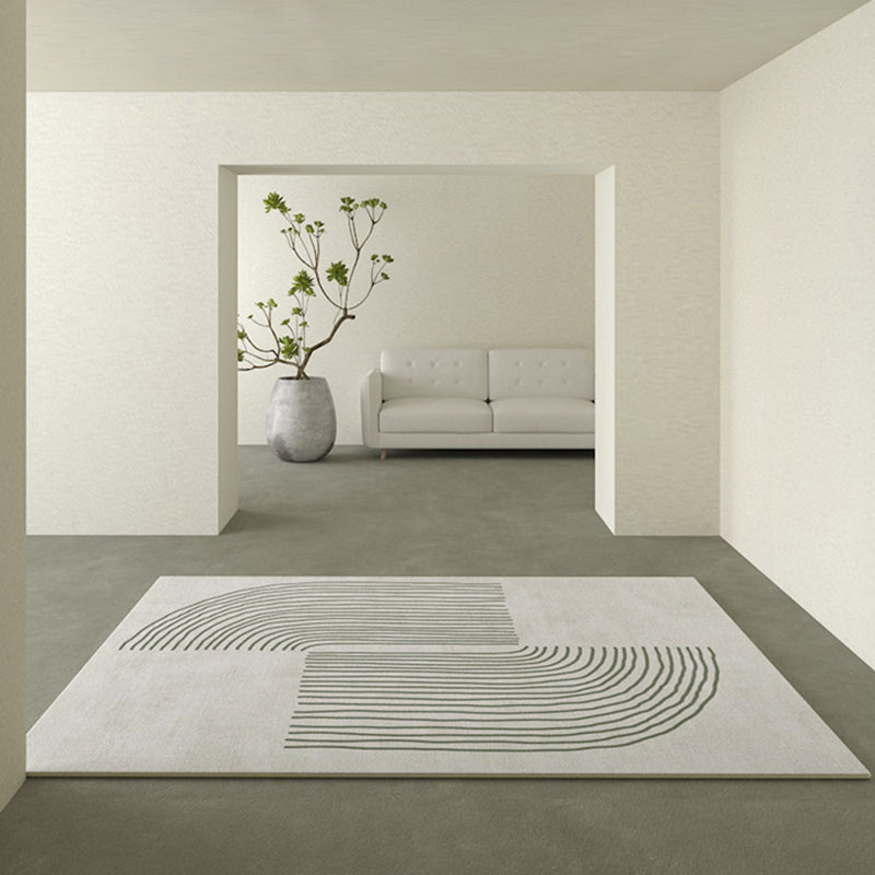 Beige Modern Area Carpet Stripe Print Polyester Area Rug Stain Resistant Rug for Home Decor