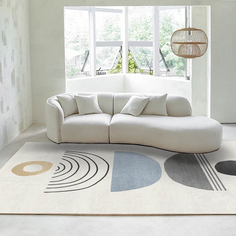 Modern Artistic Area Rug Contrast Panel Rug Polyester Non-Slip Backing Carpet for Living Room