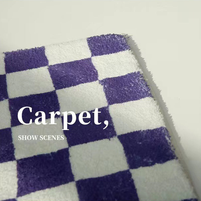 Modern Checkerboard Pattern Rug Polyester Indoor Carpet Non-Slip Backing Area Rug for Living Room