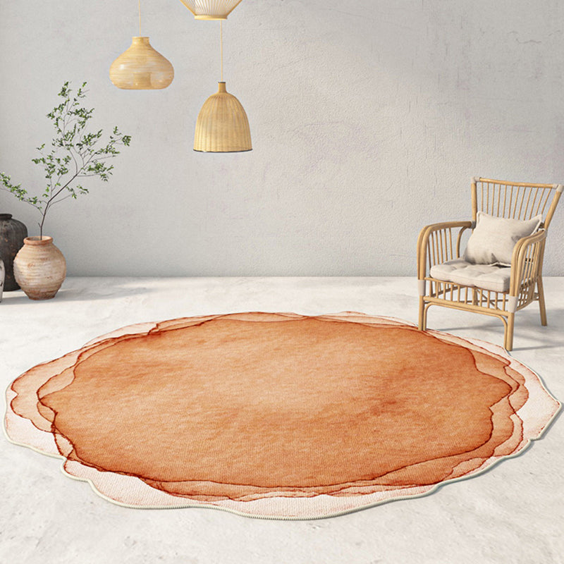 Contemporary Solid Color Carpet Orange Polyester Area Carpet Anti-Split Rug for Home Decor