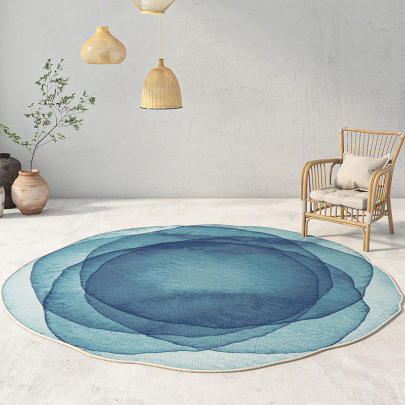 Blue Solid Color Carpet Polyester Modern Indoor Carpet Washable Area Carpet for Living Room