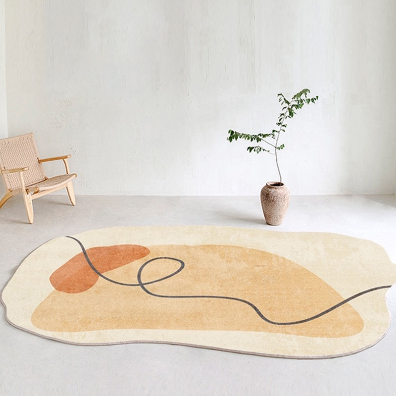 Orange Casual Rug Polyester Abstract Area Rug Non-Split Carpet for Living Room