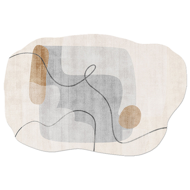 Orange Casual Rug Polyester Abstract Area Rug Non-Split Carpet for Living Room