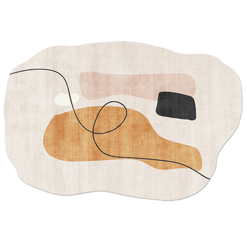 Orange Casual Rug Polyester Abstract Area Rug Non-Split Carpet for Living Room
