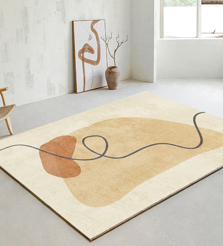 Orange Casual Rug Polyester Abstract Area Rug Non-Split Carpet for Living Room