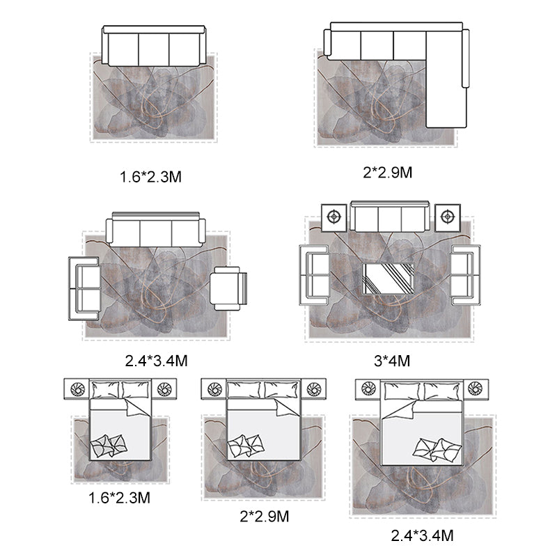 Grey Line Pattern Area Carpet Polyester Modern Area Rug Stain Resistant Rug for Home Decor