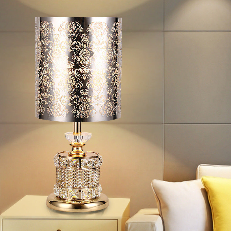 Crystal Gold Night Light Flower/Árbol Lámpara de mesas de noche tradicionales para dormitorio