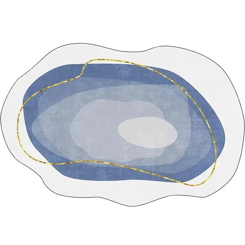 Salle de salon moderne Tapis Blue Polyester Area Color Bloc Tapis sans glissement