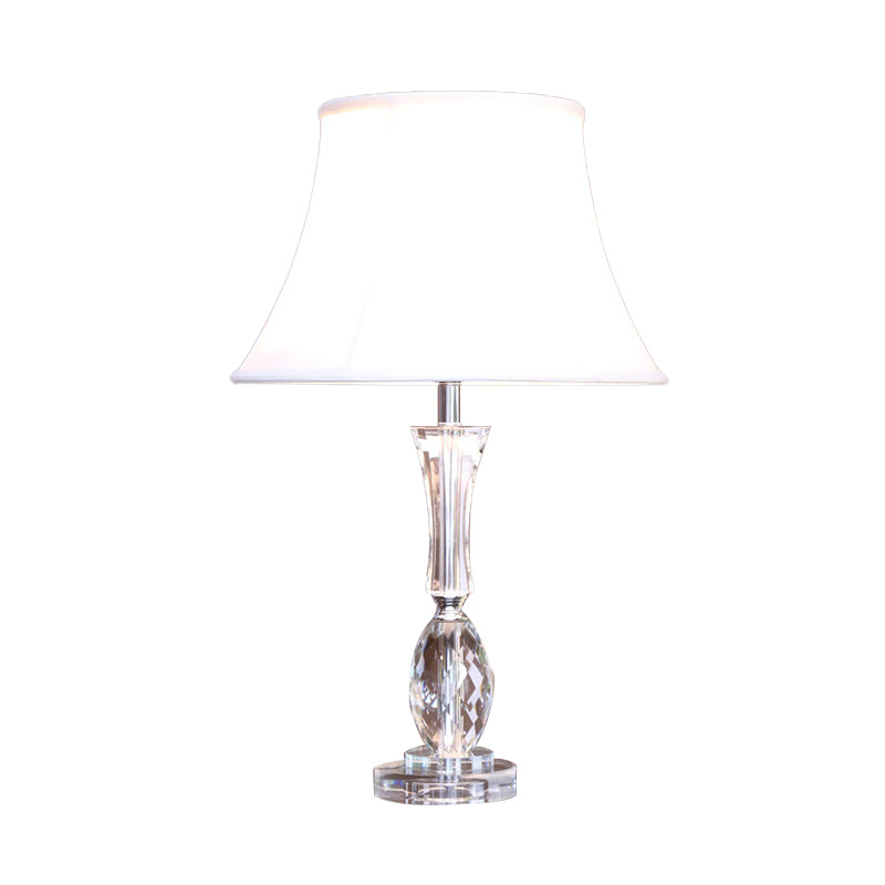 1 Table ombragée d'empire clair Light Traditionalism White Fabric Lampe de nuit avec base en cristal
