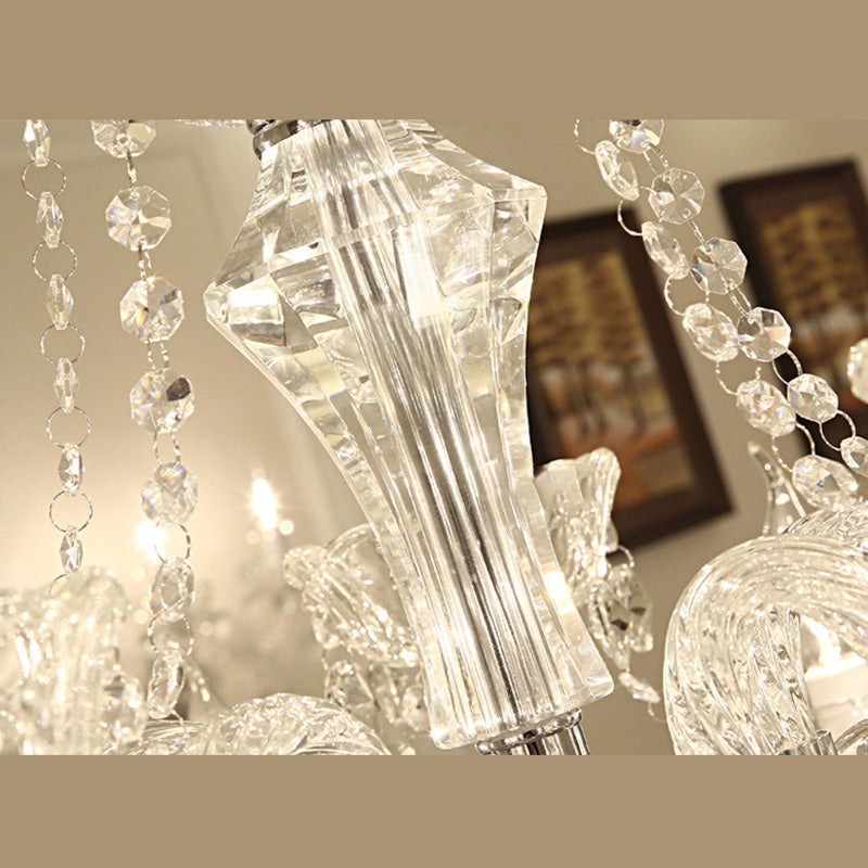 Luci del lampadario dell'isola cilindro moderni apparecchi di illuminazione lampadario in vetro con decorazione di uccelli