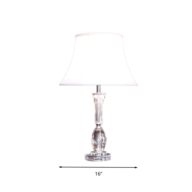 1 Table ombragée d'empire clair Light Traditionalism White Fabric Lampe de nuit avec base en cristal