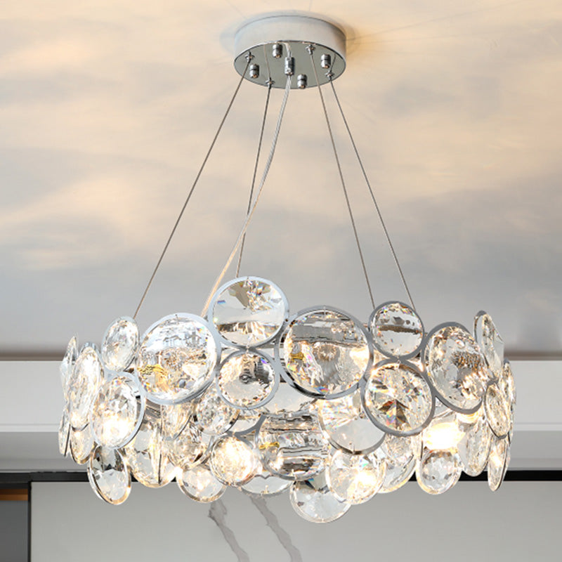 Round Crystal Modern Chandelier Pendant Light for Living Room Dining Room