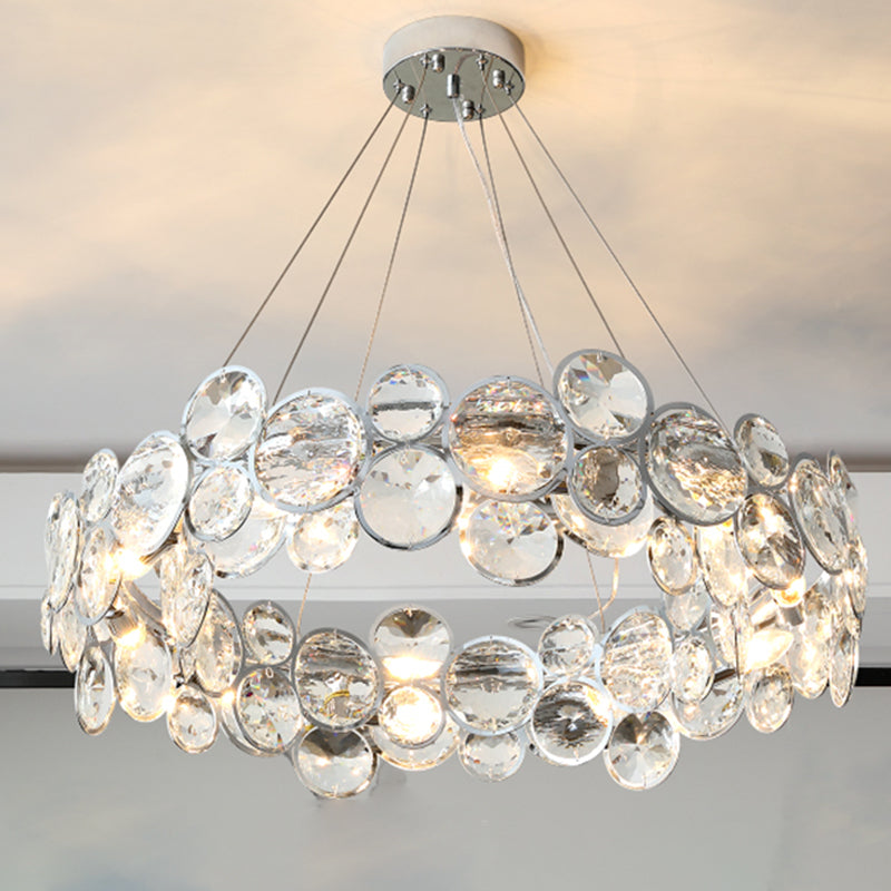 Round Crystal Modern Chandelier Pendant Light for Living Room Dining Room