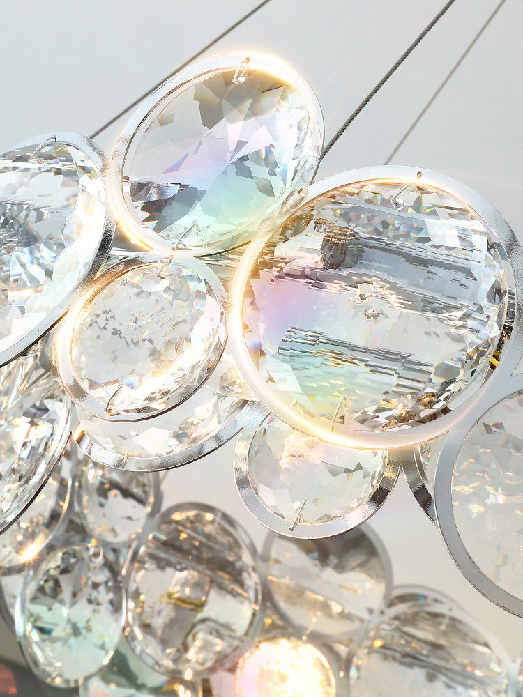 Round Crystal Modern Chandelier Pendant Light for Living Room Dining Room