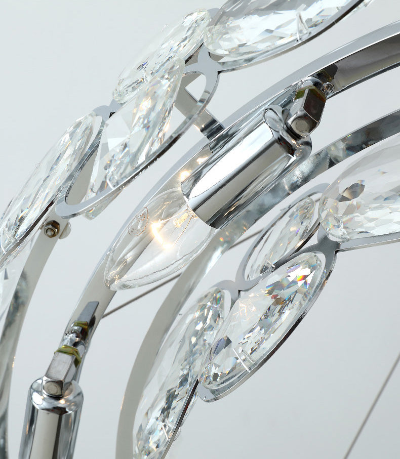 Round Crystal Modern Chandelier Pendant Light for Living Room Dining Room