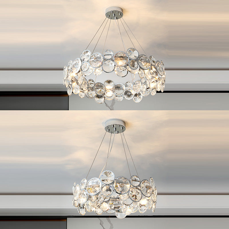Round Crystal Modern Chandelier Pendant Light for Living Room Dining Room