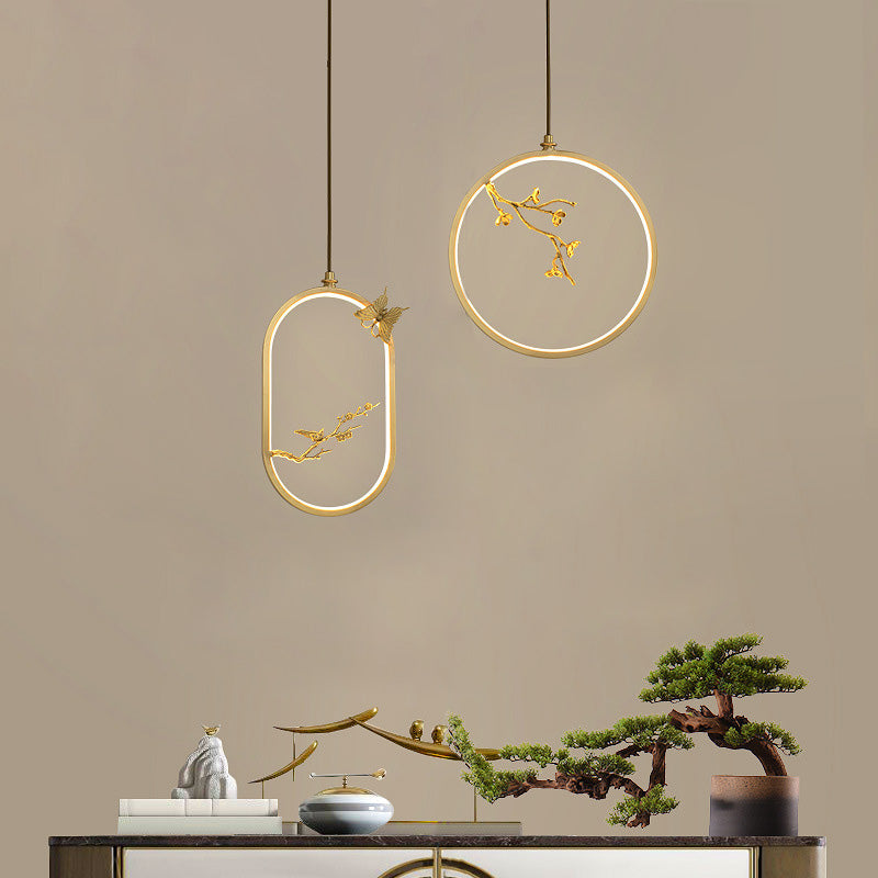 Contemporary Gold Simplicity Line Design LED Pendant Lamp for Bar Study Room