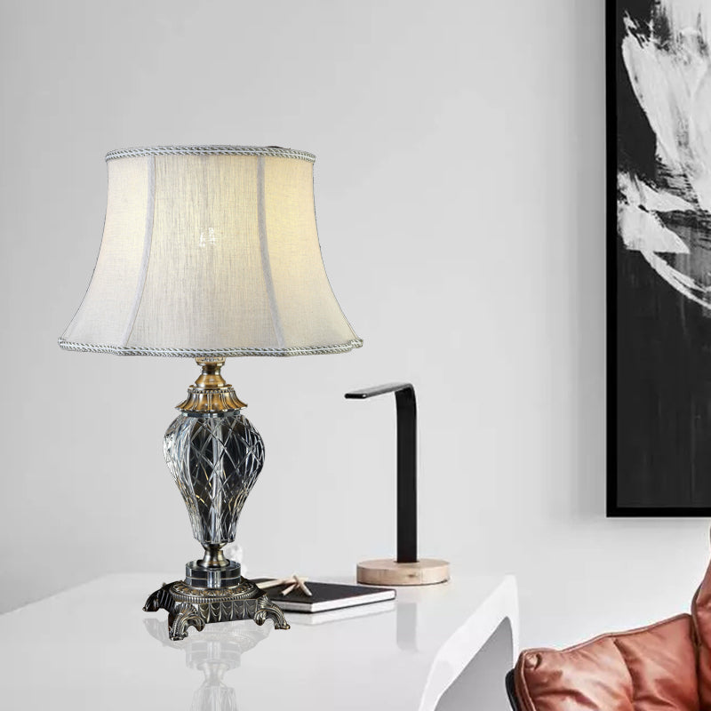 Crème grijs 1 licht nachtkastje lamp landelijk kristal urnvormig nachttafellicht voor slaapkamer