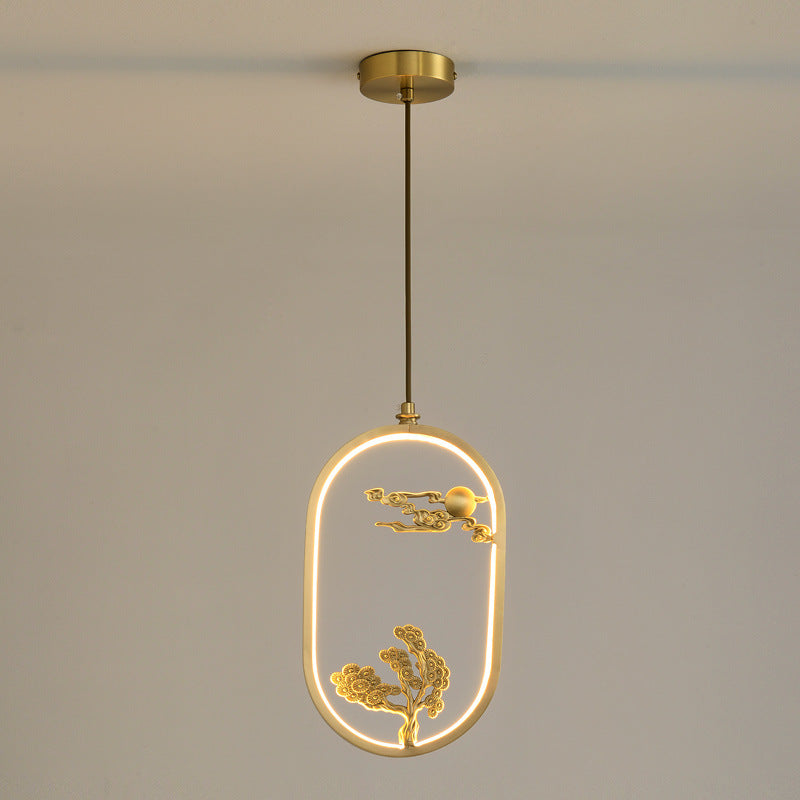 Contemporary Gold Simplicity Line Design LED Pendant Lamp for Bar Study Room