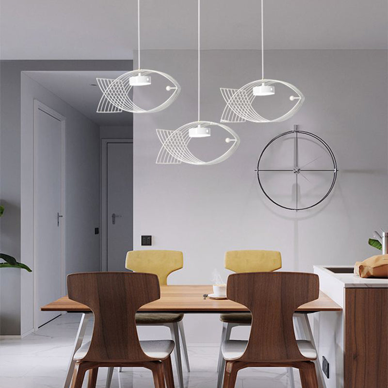 Forme de poisson en une lumière Lumière Light Atest de suspension LED moderne Éclairage d'éclairage pour la cuisine