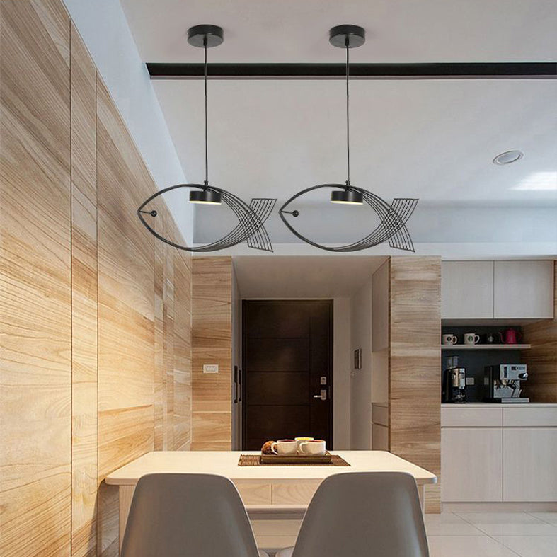Forme de poisson en une lumière Lumière Light Atest de suspension LED moderne Éclairage d'éclairage pour la cuisine