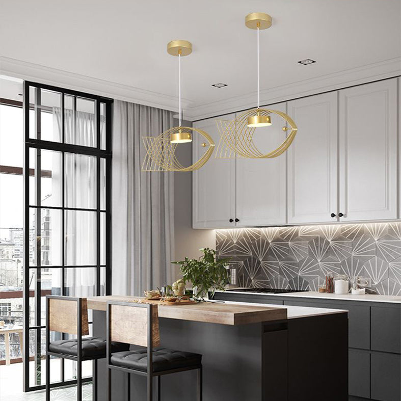 Forme de poisson en une lumière Lumière Light Atest de suspension LED moderne Éclairage d'éclairage pour la cuisine
