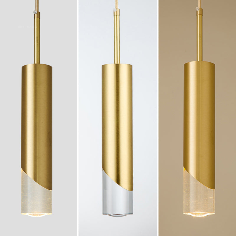 Metal 1 Light LED Pendant Lamp Gold Postmodern Hanging Light for Dinning Room