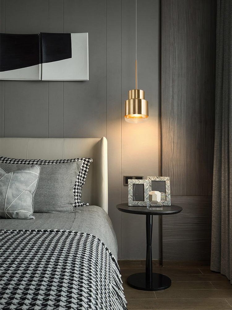 Metal 1 Light LED Pendant Lamp Gold Postmodern Hanging Light for Dinning Room