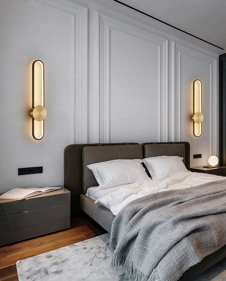 Accesorio de iluminación de pared ovalada iluminación de pared de metal LED de estilo moderno para sala de estar