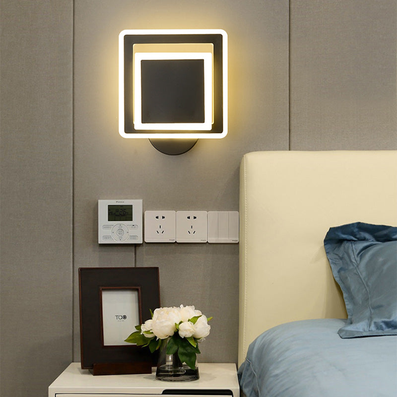 Shaded Bedroom Sconce Light Fixture Metal LED Minimalist Wall Mount Light Fixture