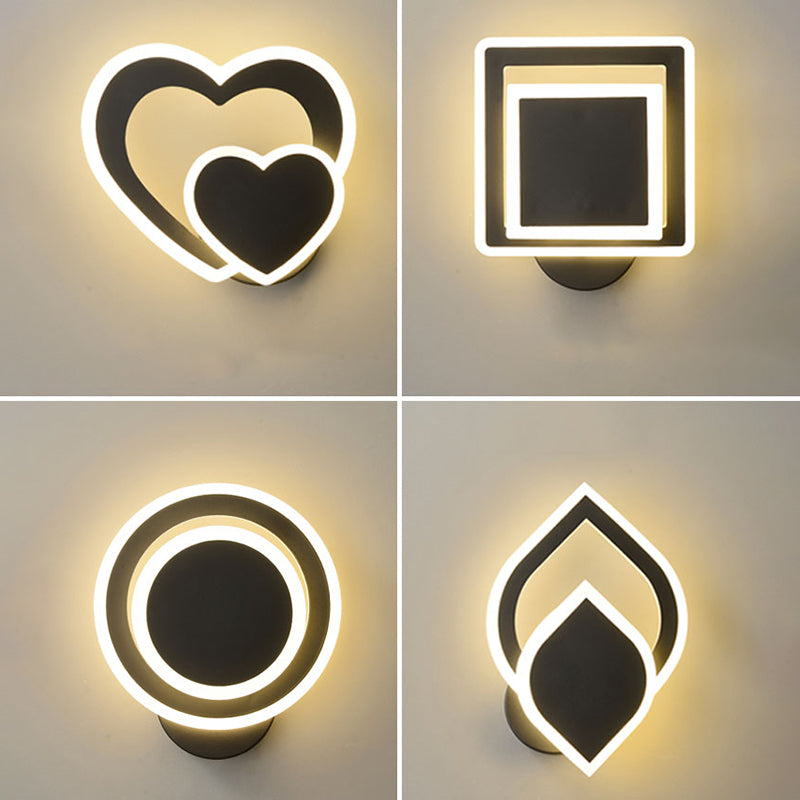 Shaded Bedroom Sconce Light Fixture Metal LED Minimalist Wall Mount Light Fixture