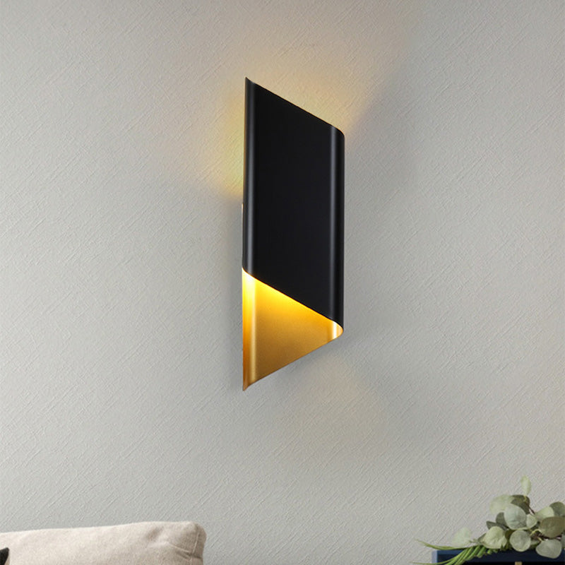 Curved Sconce Light Fixture Minimalist Style Metal Gold-Black Wall Mounted Light