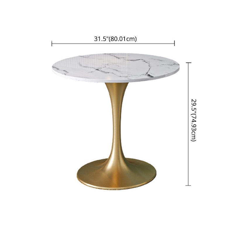 Sintered Stone Scandinavian Dining¬†Room¬†Table¬†Set with Round Table and Metal Base Dinette Set