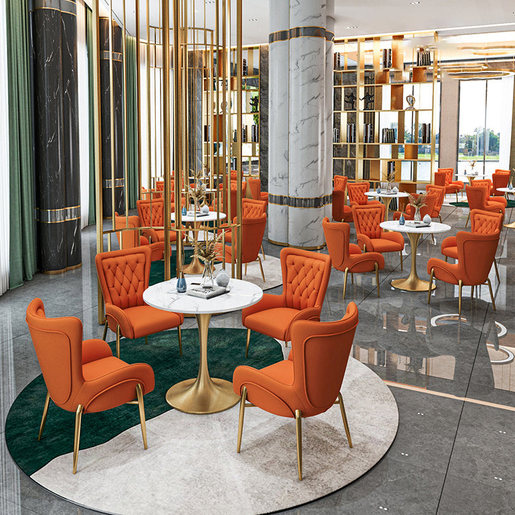 Scandinavian Kitchen Dining Room Set with  Sintered Stone Top and Gold Base Dining Furniture