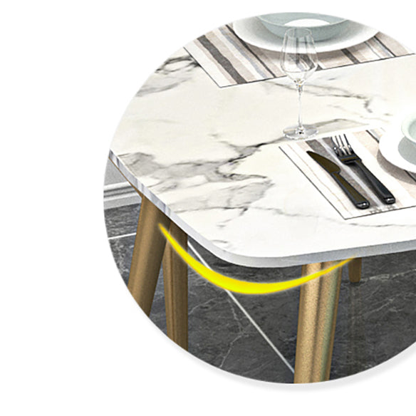 Sintered Stone Scandinavian Dining Room Set with Rectangle Table and Metal Base Dining Set