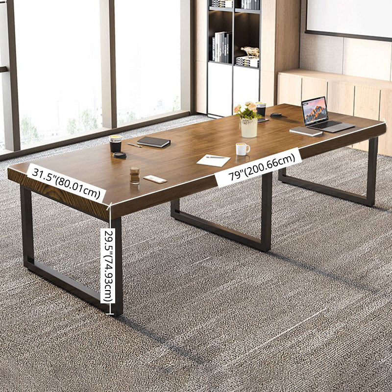 Industrial Massivholz Esszimmer Set mit Rechtecktisch und Metallbasis Esstischmöbel