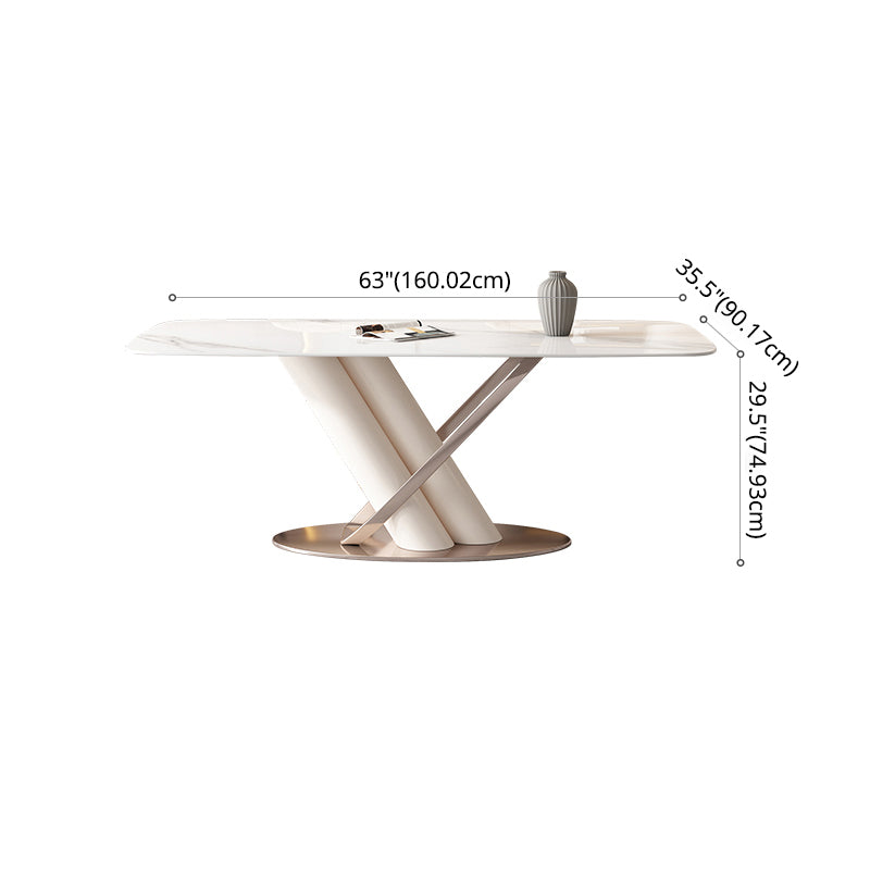 Modern Kitchen Dining Room Set Standard Height with Sintered Stone Top and Pedestal Base Table Set