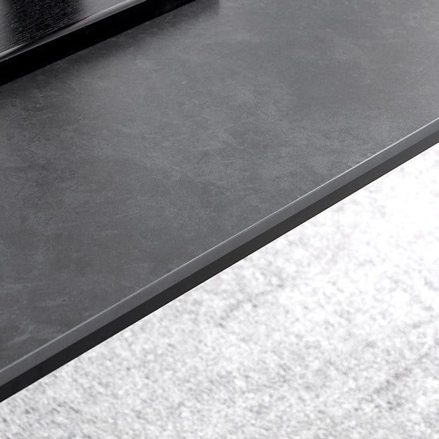 Modern Sintered Stone Dining Room Set with Rectangle Top and Black Base Dining Furniture for Kitchen