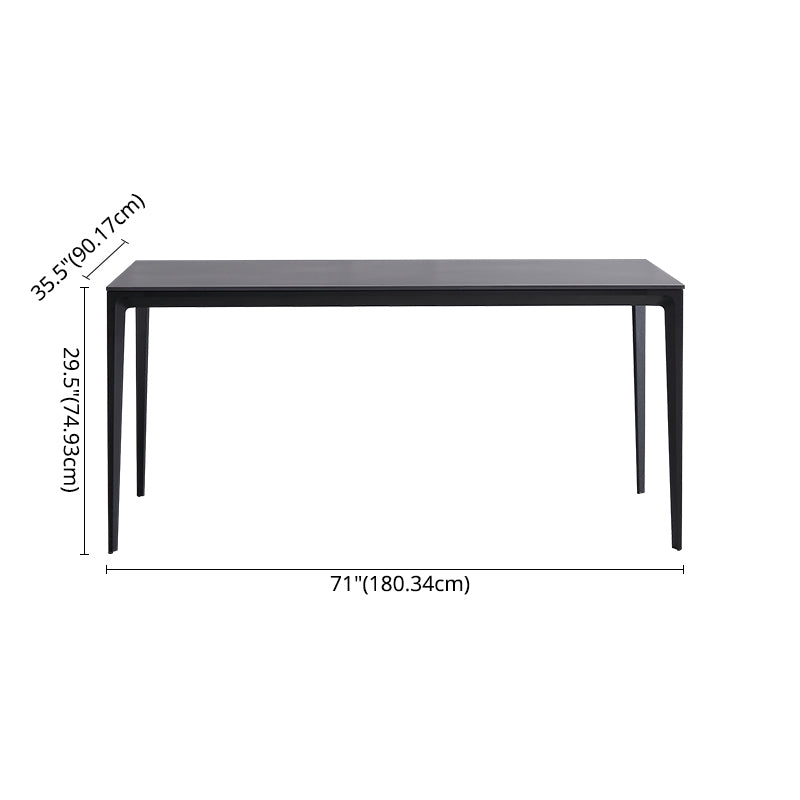 Modern Sintered Stone Dining Room Set with Rectangle Top and Black Base Dining Furniture for Kitchen