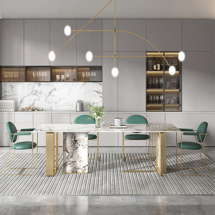 Modern Sintered Stone Dining Room Set Standard Height with Double Pedestal Base Dining Furniture