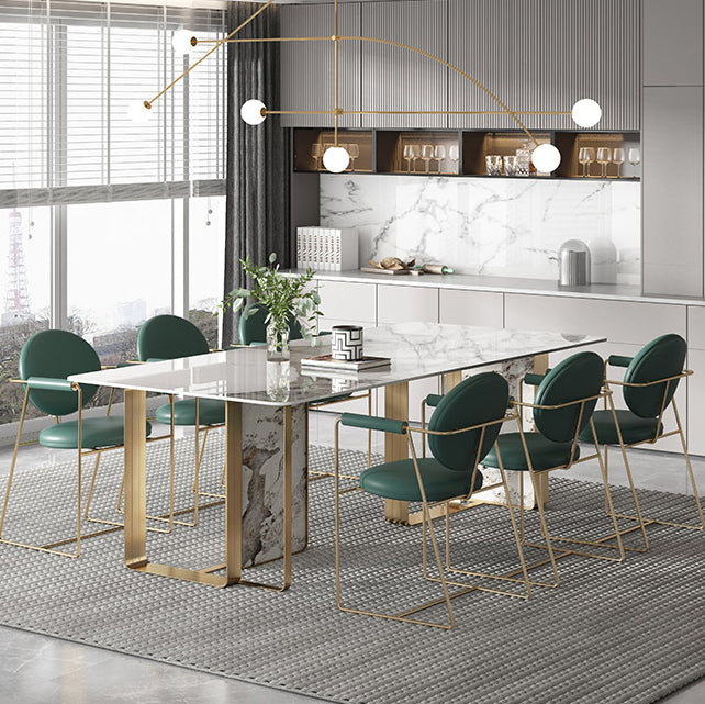 Modern Sintered Stone Dining Room Set Standard Height with Double Pedestal Base Dining Furniture