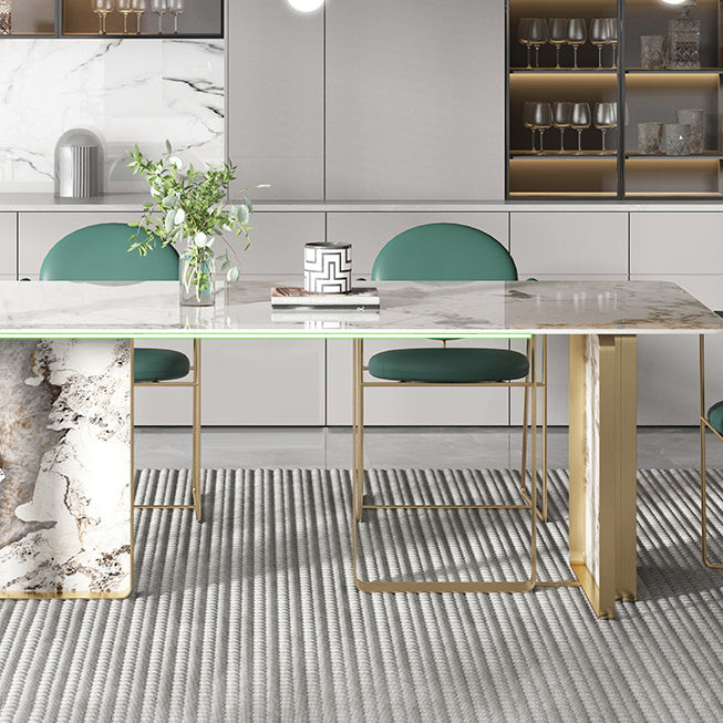 Modern Sintered Stone Dining Room Set Standard Height with Double Pedestal Base Dining Furniture