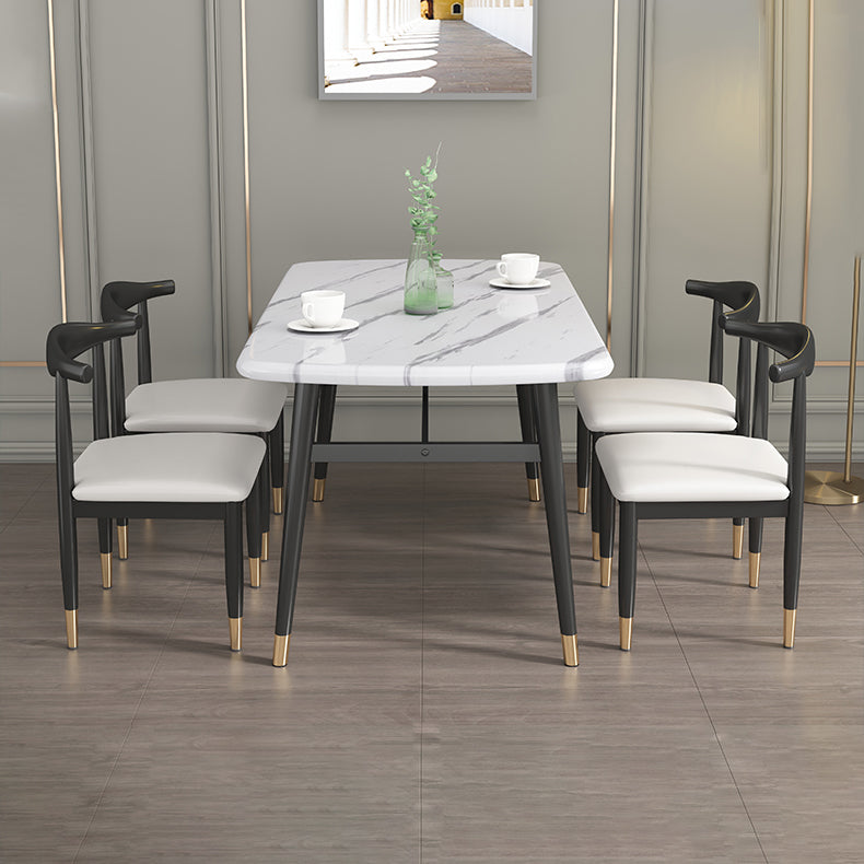 Moderne gesinterte Stein Esstischmöbel mit Rechteck -Form Dinette Set mit 4 Beintisch