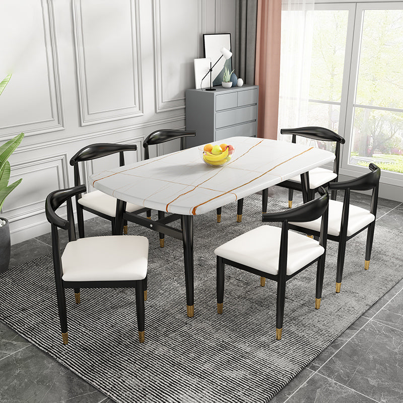 Moderne gesinterte Stein Esstischmöbel mit Rechteck -Form Dinette Set mit 4 Beintisch