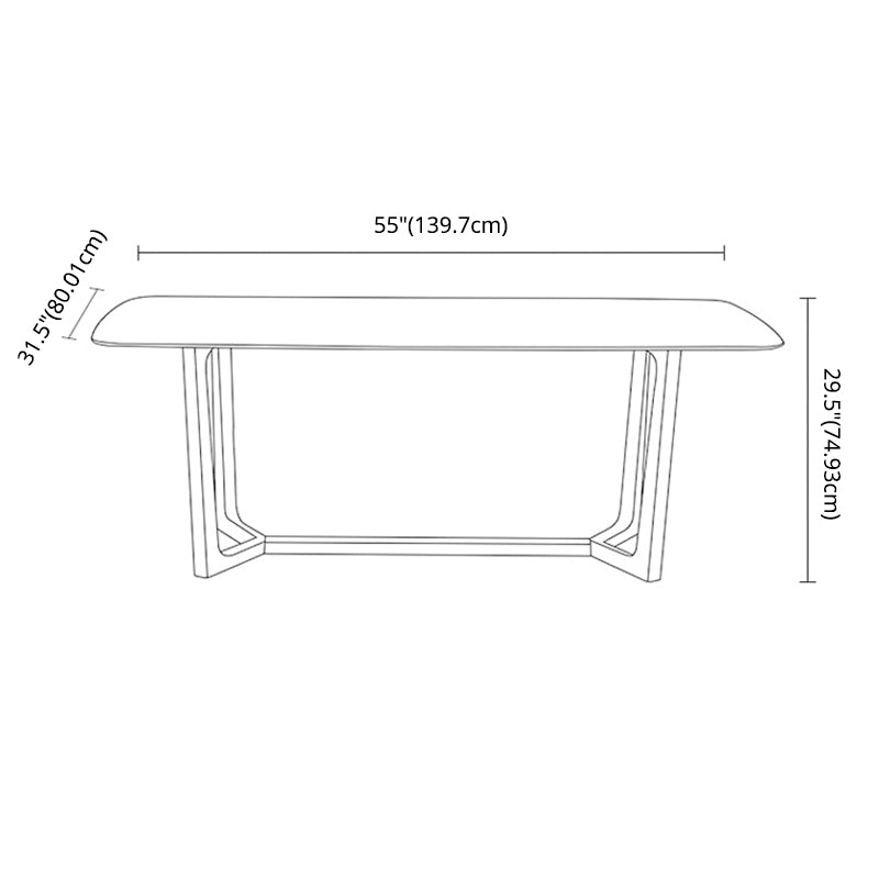 Contemporary Style White Slate Dining Table Rectangular Formal Dinette Set with Wood Base