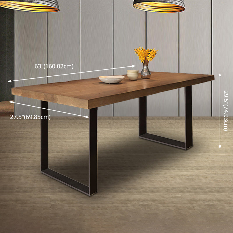 Mesa de comedor de madera maciza fija de estilo moderno con 2 patas de metal negro juego de cocina