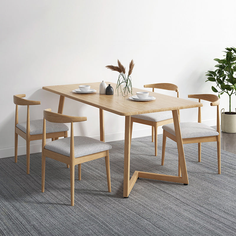 Minimalistische stijl vaste houten bovenkant eettafel set rechthoekige vorm formele keukenset