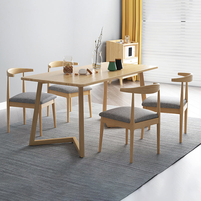Minimalistische stijl vaste houten bovenkant eettafel set rechthoekige vorm formele keukenset